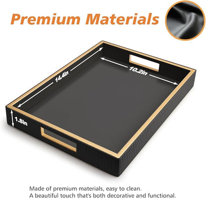 SANZIE Leather Tray Desktop Storage Organizer Premium Serving Tray Decorative - Image 4