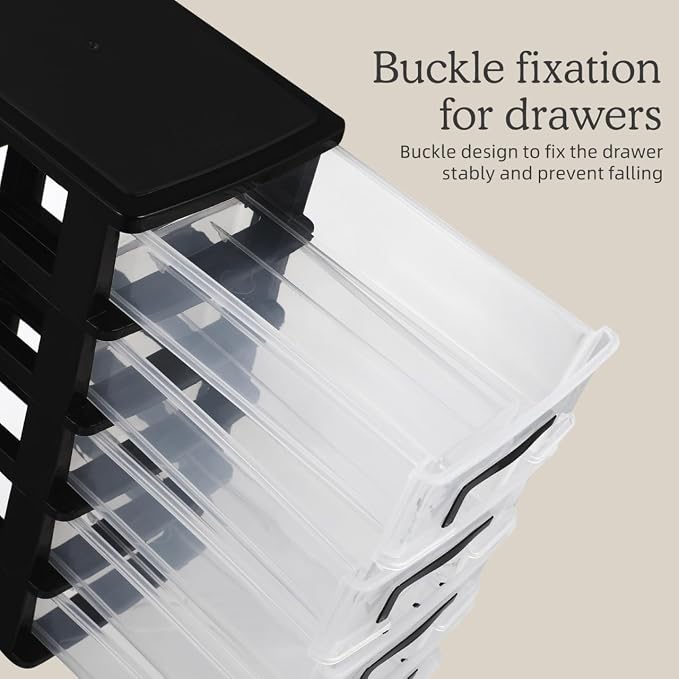 Angoily 5-Tier Plastic Drawer Storage Cabinet Portable Desktop Organizer - Image 7