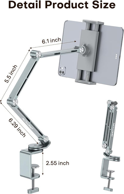 OMOTON Adjustable Tablet Stand for iPad, Desk Phone Holder for Bed - Image 5