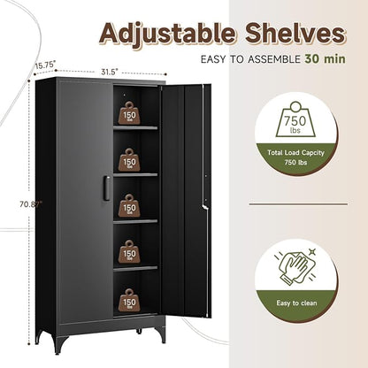 Letaya 71" H Metal Storage Cabinet - Image 3
