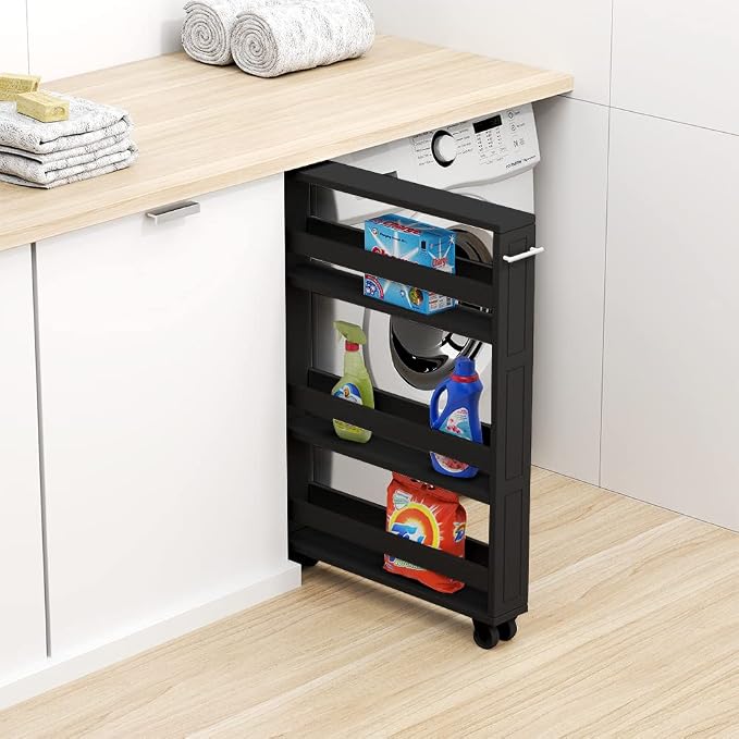 MUSEHOMEINC Compact Space Kitchen Pantry, 3-Tier Kitchen Removable Storage Cart - Image 2