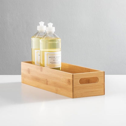 mDesign Set of 2 Kitchen Storage Box – Open-Top Bamboo Storage Tray - Image 8