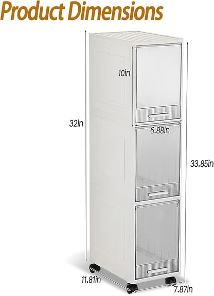 3 Drawer Slim Storage Organizer, Narrow Plastic Storage Drawer Cart - Image 2