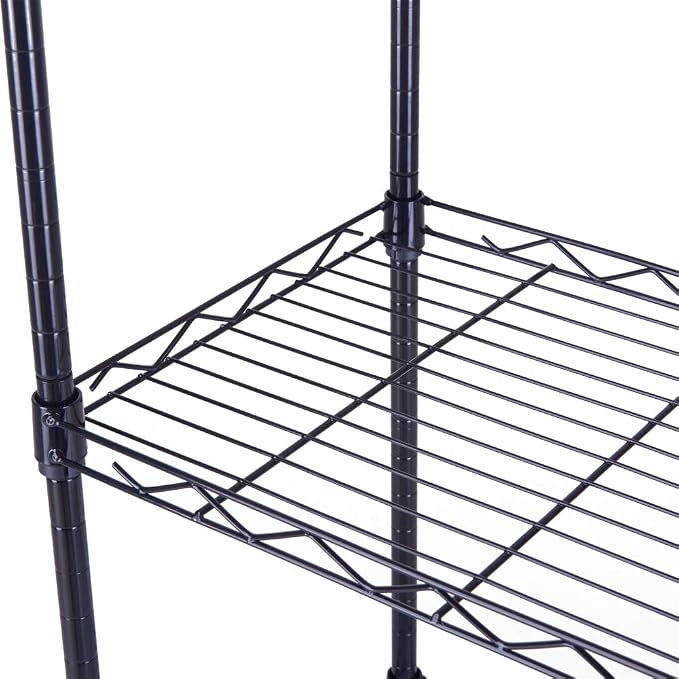 FOXHOLE 4-Tier Wire Shelving Unit Black Metal Storage Rack 17.72" W x 11.81" D - Image 5