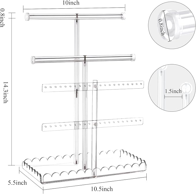 Acrylic Jewelry Stand with Scalloped Tray, Tower Tray Storage - Image 6