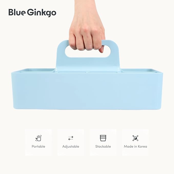BLUE GINKGO Stackable Organizer Caddy – Korean-Made Portable Tote - Image 5