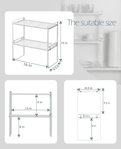 2Pack Cabinet Shelf Organizer Storage Rack Space Saving - Image 3