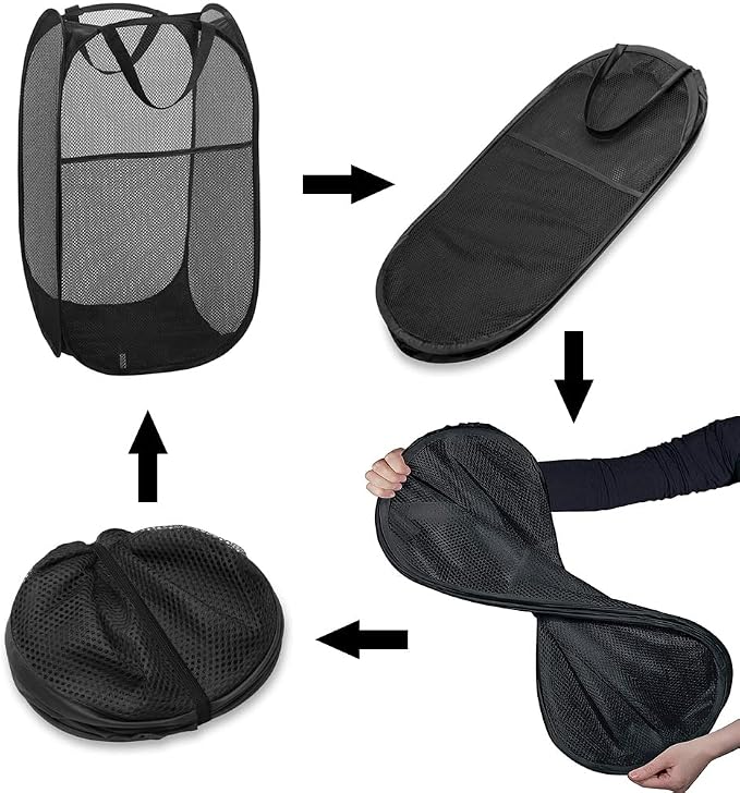 Larpur Popup Mesh Laundry Basket, Collapsible and Portable Clothes Washing - Image 3