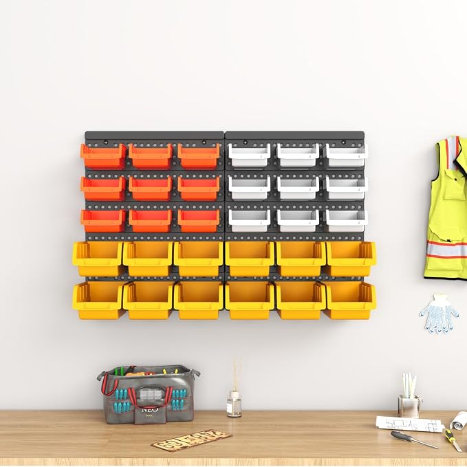30-Bin Wall Mounted Storage Bins Kit, Tool Organizer Rack, Garage Hardware - Image 6