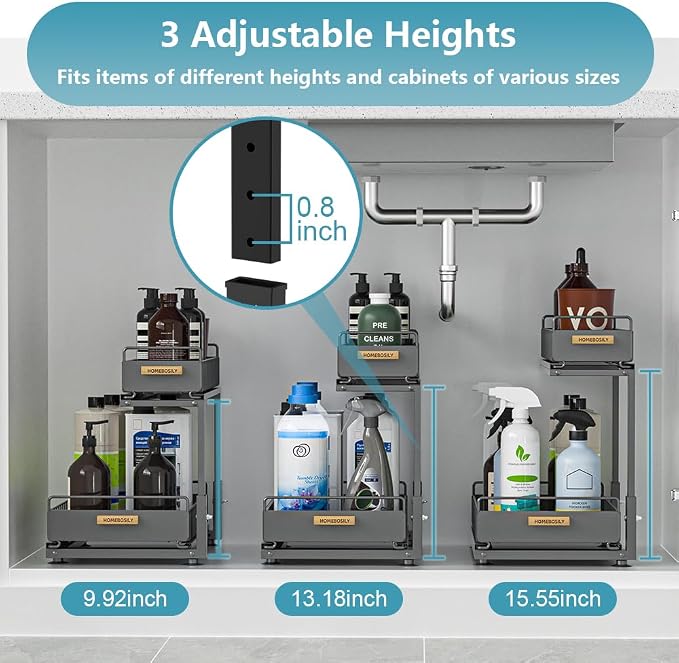 Under Sink Organizer Kitchen, 2 Tier Under Sink Organizers and Storage - Image 8