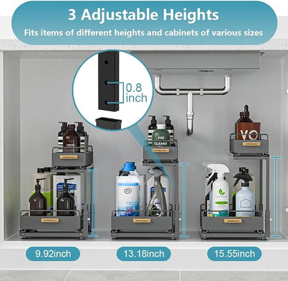 Under Sink Organizer Kitchen, 2 Tier Under Sink Organizers and Storage - Image 8