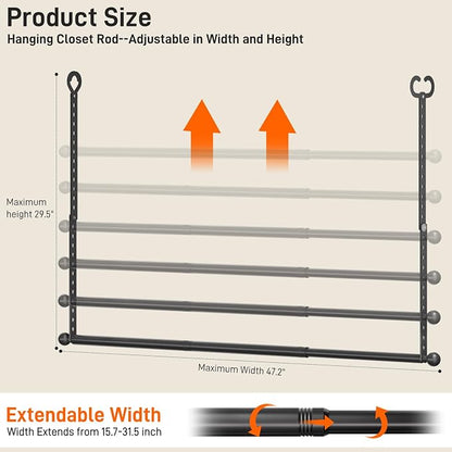 SUTINE Closet Rods for Hanging Clothes, Adjustable Closet Extender Hanging Rod - Image 2