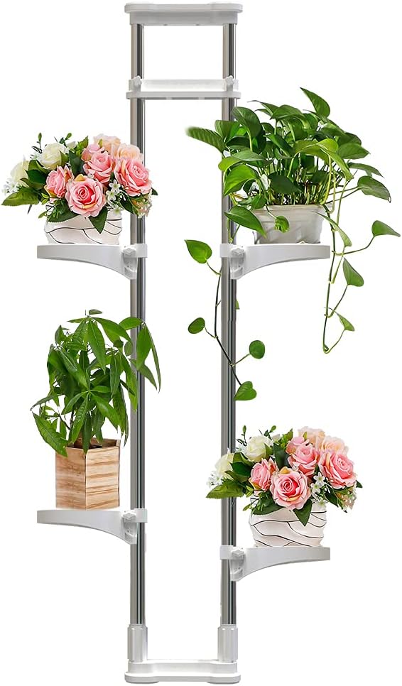 BAOYOUNI Indoor Window Plant Stand Metal Double Pole Storage Shelf Flower Pot by BAOYOUNI
