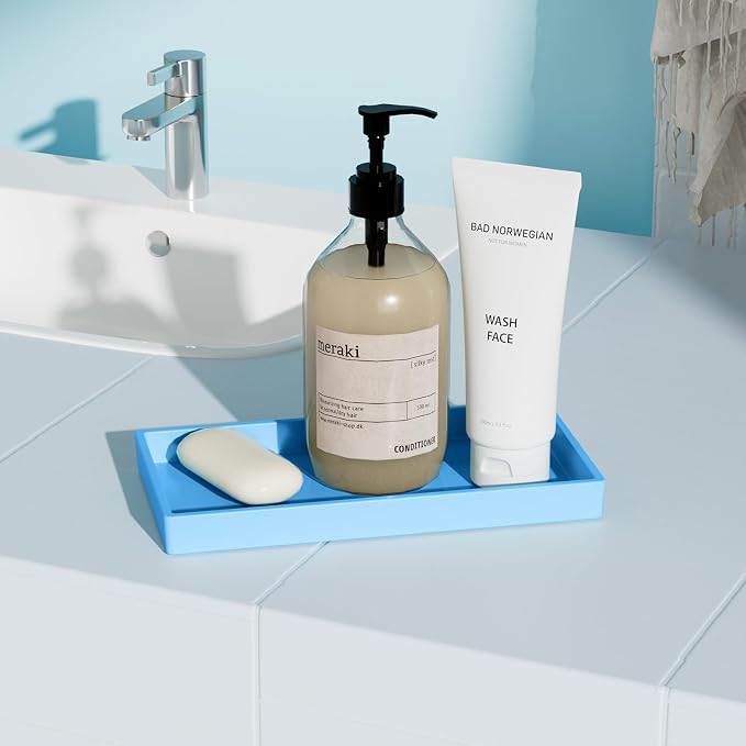 Vanity and Bathroom Tray, 7.7" ABS Countertop Organizer, Waterproof Vanity Tray - Image 3
