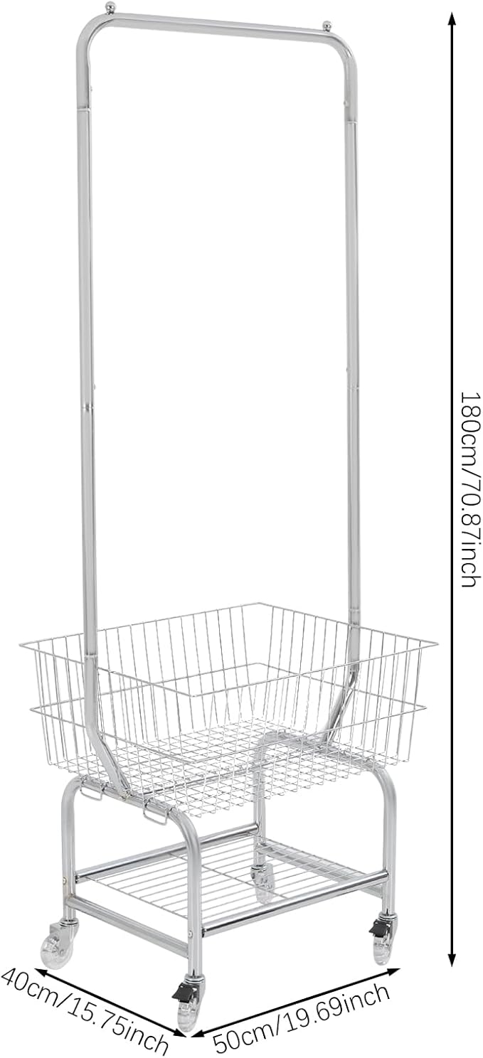 Laundry Cart, Steel Wire Laundry Cart, Laundry Basket - Image 4