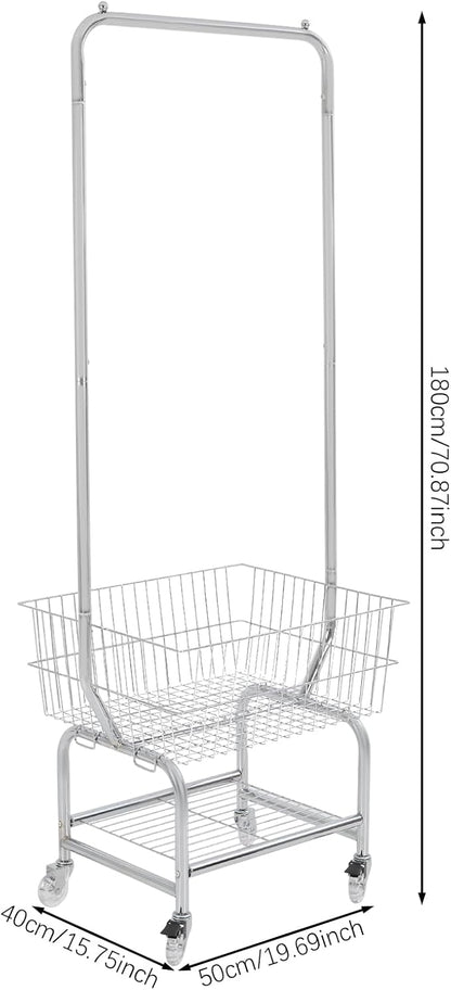 Laundry Cart, Steel Wire Laundry Cart, Laundry Basket - Image 4
