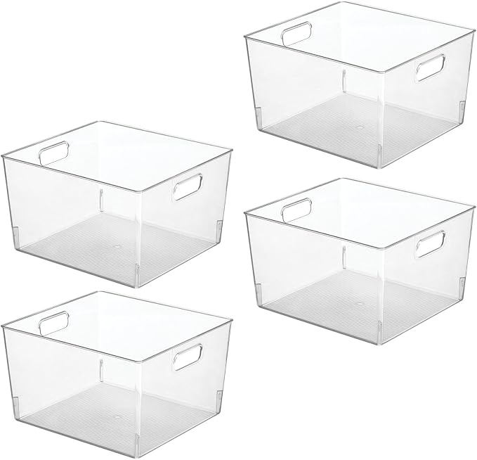 mDesign Large Modern Stackable Plastic Storage Organizer Bin Basket - Image 7