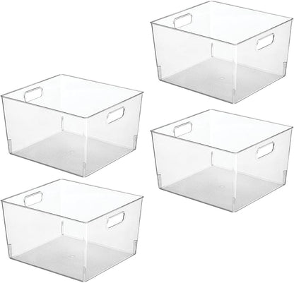 mDesign Large Modern Stackable Plastic Storage Organizer Bin Basket - Image 7