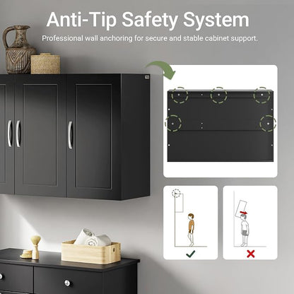 SoBuy Bathroom Wall Cabinet, Large 3-Door, 23.6 x 11.8 x 35.4 in, Large Hidden - Image 3