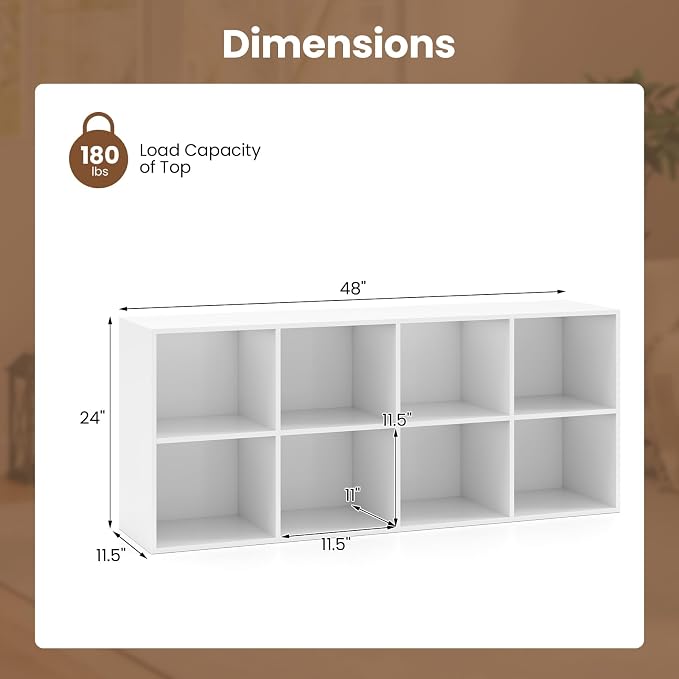 Giantex 8-Cube Bookcase, 3-Tier Cubby Bookshelf, Horizontal Vertical Display - Image 3
