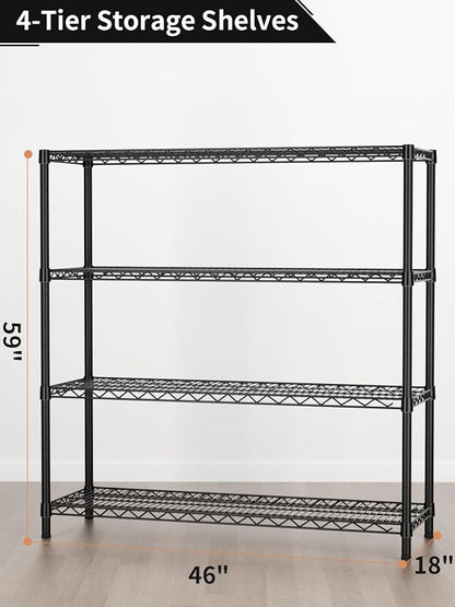4 Tier Adjustable Storage Shelves, Heavy Duty Metal Utility Shelf 1400LBS - Image 3