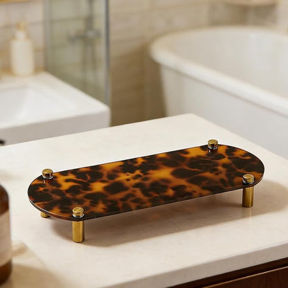Toiletry Caddy - Resin Leopard Print Shelf Organizer, Grip Base Cosmetic Holder - Image 4