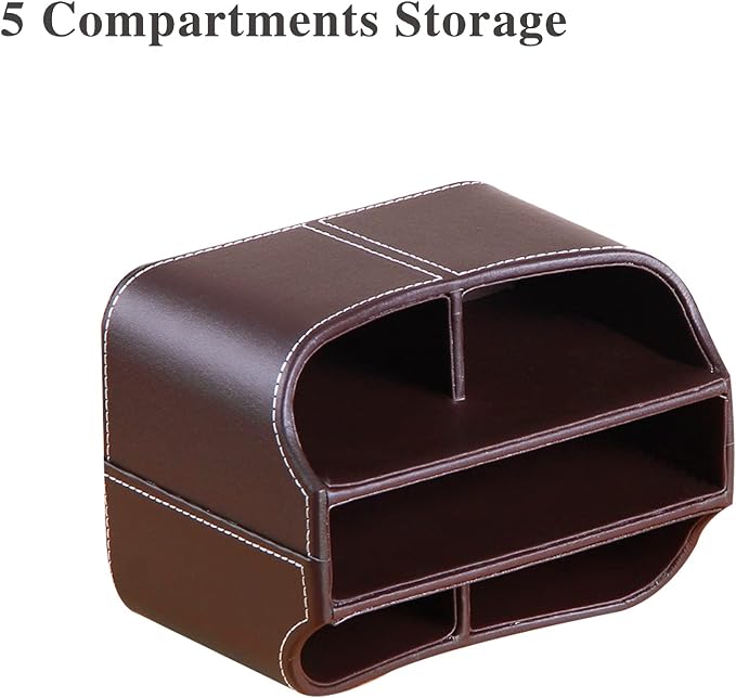 YAPISHI Leather Remote Control Holder, 360 Degree Spinning Desk TV Remote - Image 3