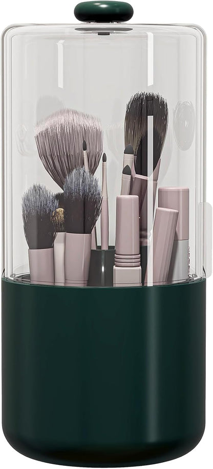 Makeup Brush Holder with Dustproof Cover, Olive Green by Zufudo