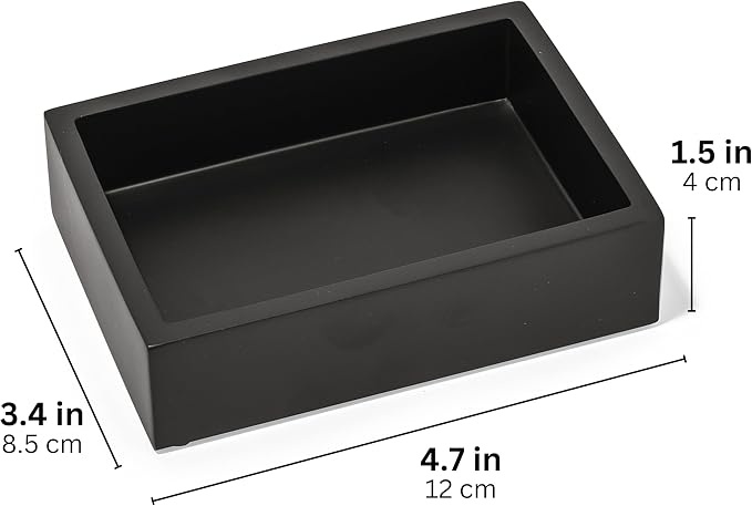 Matte Black Square Soap Dish, Hand Soap Holder - Image 4