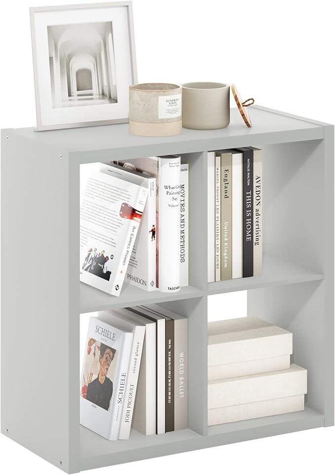 Furinno Cubicle Open Back Decorative Cube Storage Organizer, Light Grey | 14.6" by Furinno-FitsYourSpaceFitsYourBudget