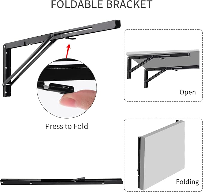 YUMORE Folding Shelf Brackets, 22 Inch Heavy Duty L Bracket, Max Load: 330lb - Image 3