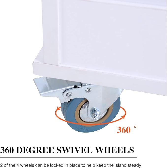 PHI VILLA Kitchen Island on Wheels Portable Kitchen Cart - Image 3