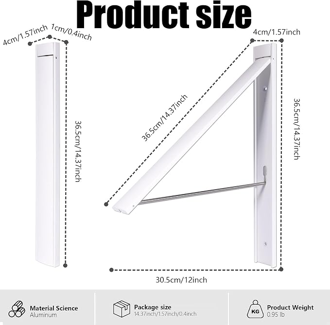 Retractable Clothes Drying Rack, Space Saver Wall Mounted Folding Hanger - Image 3