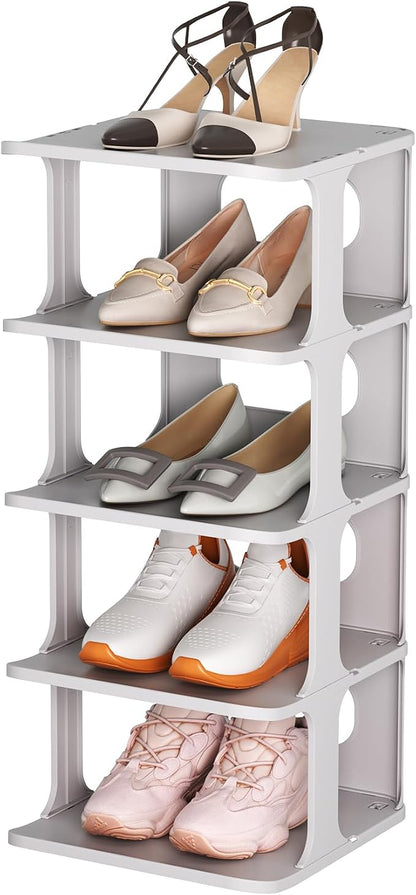 HAIXIN Small Shoe Rack for Closet Grey 5-Tier Shoe Organizer | Compact Size for by HAIXIN