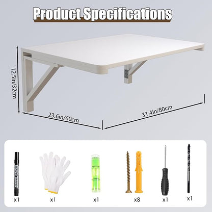 MM MELISEN Wall Mounted Folding Table, Space-Saving Design - Image 3