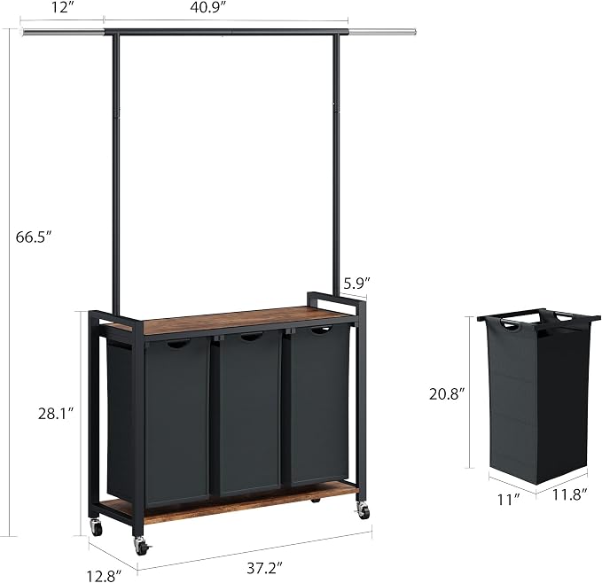 GarveeHome Rolling Laundry Cart - Image 2