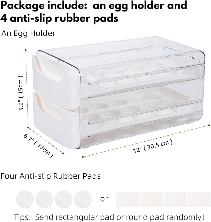 36-Egg Holder for Refrigerator, 2-Tier Stackable Egg Dispenser, and anti-slip - Image 3