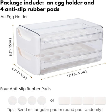 36-Egg Holder for Refrigerator, 2-Tier Stackable Egg Dispenser, and anti-slip - Image 3