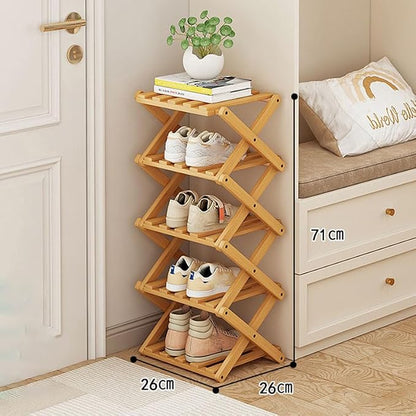 YYW Bamboo Shoe Rack for Entryway, Installation-Free and Foldable Vertical Shoe - Image 2
