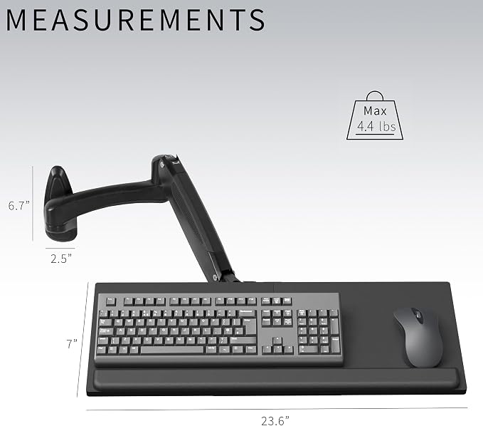 VIVO Sit-Stand 24 Inch Pneumatic Spring Keyboard and Mouse Tray Wall Mount - Image 6