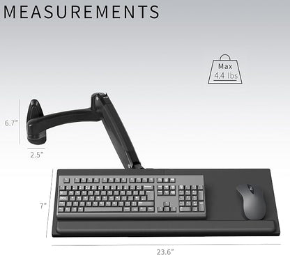 VIVO Sit-Stand 24 Inch Pneumatic Spring Keyboard and Mouse Tray Wall Mount - Image 6