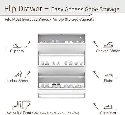Metal Shoe Cabinet with 3 Flip Drawers, Slim Wall Mounted, Hallway and Mudroom - Image 5