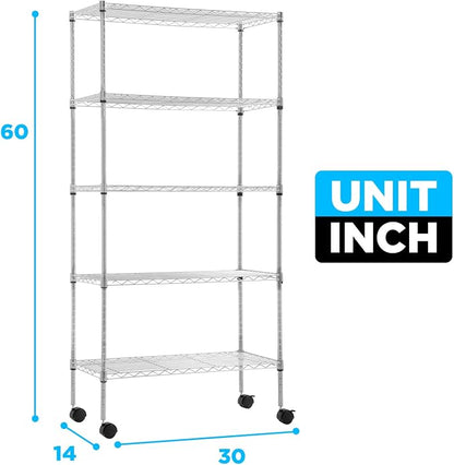 30" L×14" W×60" H Wire Shelving Unit Commercial Metal Shelf - Image 3