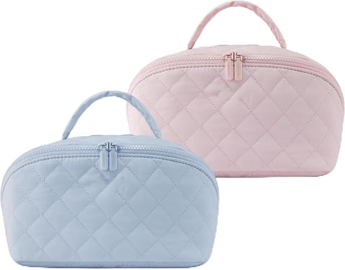 Travel Makeup Bag, Wide Open Expandable Lay-Flat Cosmetic Case, Padded Organizer by Feilium