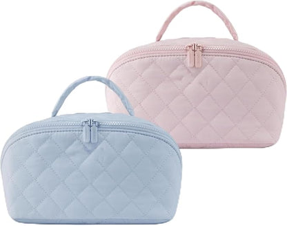 Travel Makeup Bag, Wide Open Expandable Lay-Flat Cosmetic Case, Padded Organizer by Feilium
