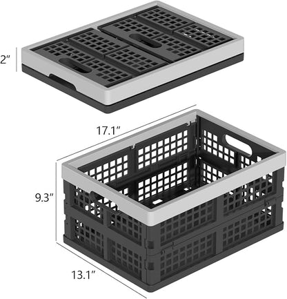 Collapsible Milk Crate, 3PK 30L Stackable Containers Folding Crates, Heavy Duty - Image 2