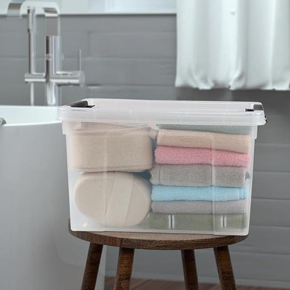 4-Pack 24 Quart Storage Box, Built-In Rolling Wheels, Space-Saving Stackable - Image 4