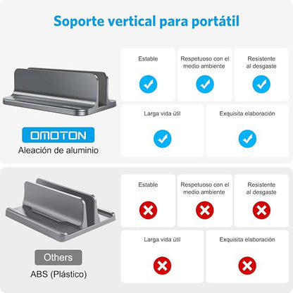 OMOTON Vertical Laptop Stand Holder, Desktop Aluminum Stand - Image 2
