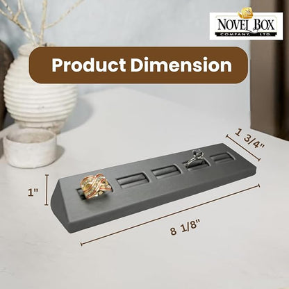 Novel Box 5-Slot Silver Leatherette Rings/Earrings/Cufflinks Holder Tray - Image 2