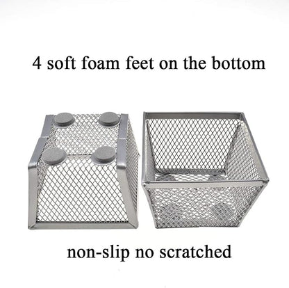 HAHIYO Stackable Paper Clip Mesh Holder cup 2.2" Height 2 Pack Silver Sturdy - Image 2